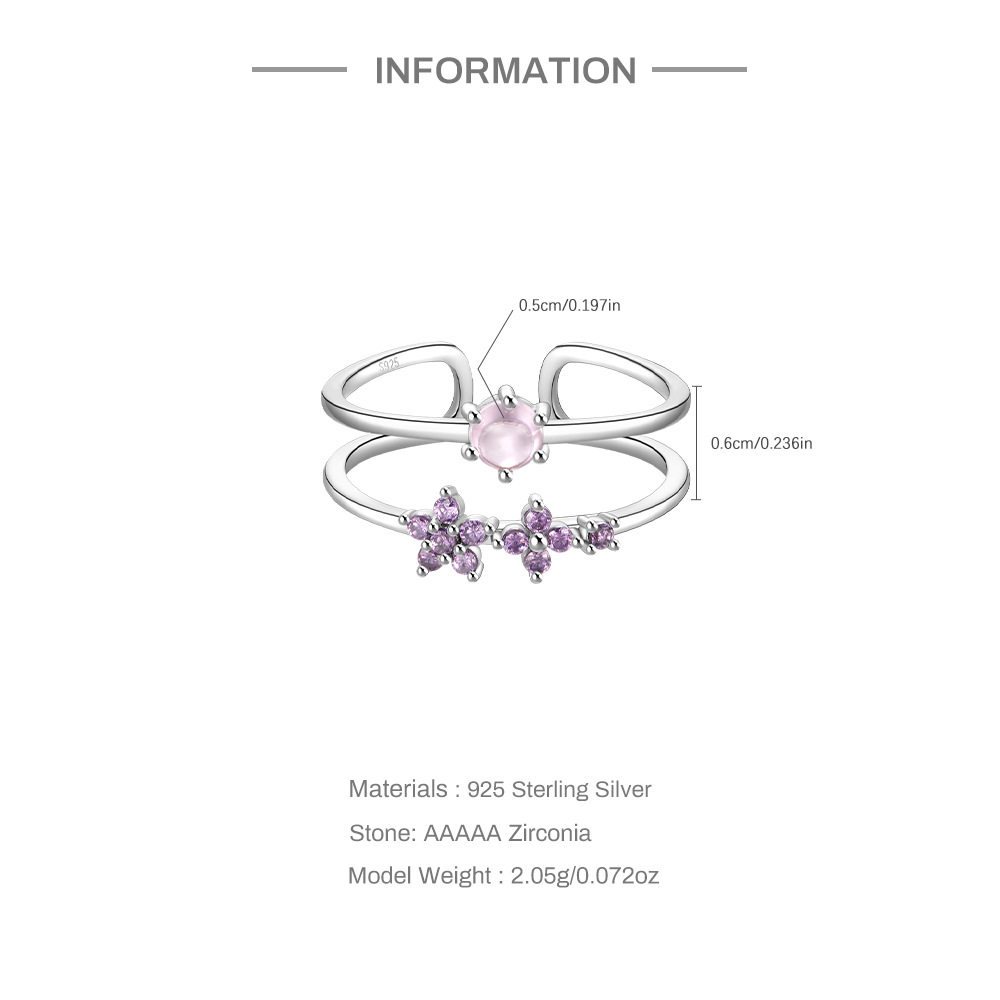 4g Weight Zircon Inlay Material Open Rings Classification Adjustable Ring Size 1 Piece Quantity Daily Occasion 925 Sterling Silver Material Geometric Pattern Women's Gender Plating, Inlay Design Simple Style Style 925 Sterling Silver Zircon Geometric Open Rings 5