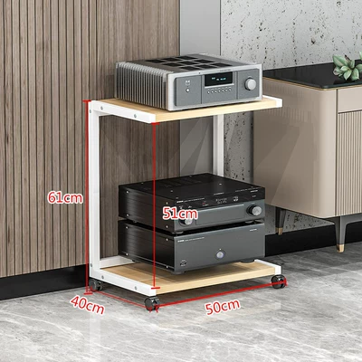 Stand, Tripod Cabinet, Electric car big tripod - 2-tier-elevated-b-white-light-walnut-25mm-board-thickness