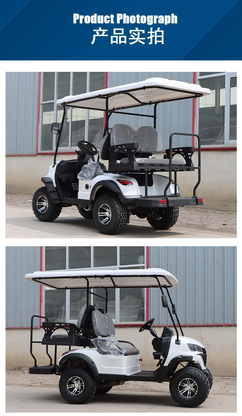 Electric Golf Cart with 4 Rows and 8 Seats for Scenic Spots, Hotels, and Golf Courses, Four-Wheel Shuttle Golf Cart