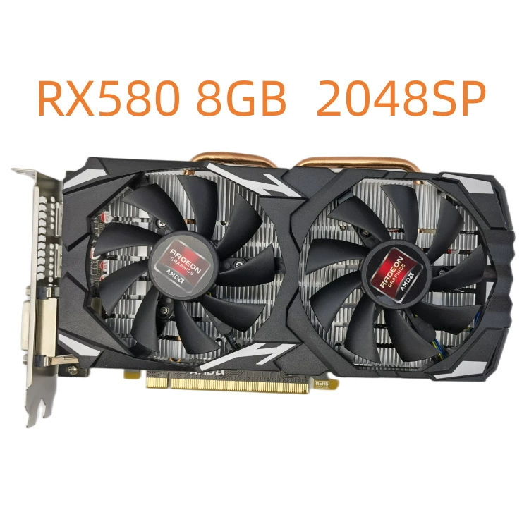 Графическая карта RX580 8ГБ GDDR5, 256‑бит, DVI+HDMI+3×DP, питание 6‑пин (RX580)