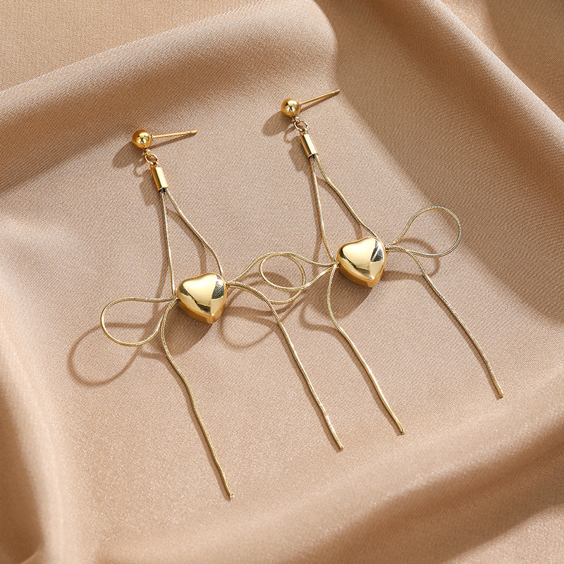 20g Weight 1 Pair Simple Style Heart Shape Plating Titanium Steel Drop Earrings