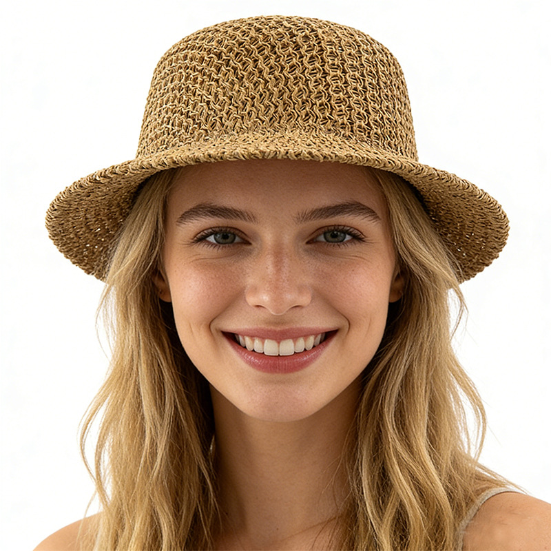 High-quality Panama Flat-brimmed Hollow Jazz Hat, Spring Summer Outdoor Sun For Men And Women, Vintage Casual Straw Hat_voghion.com