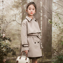 女童风衣2025春装新款双排扣中大童英伦风外套儿童秋季中长款大衣