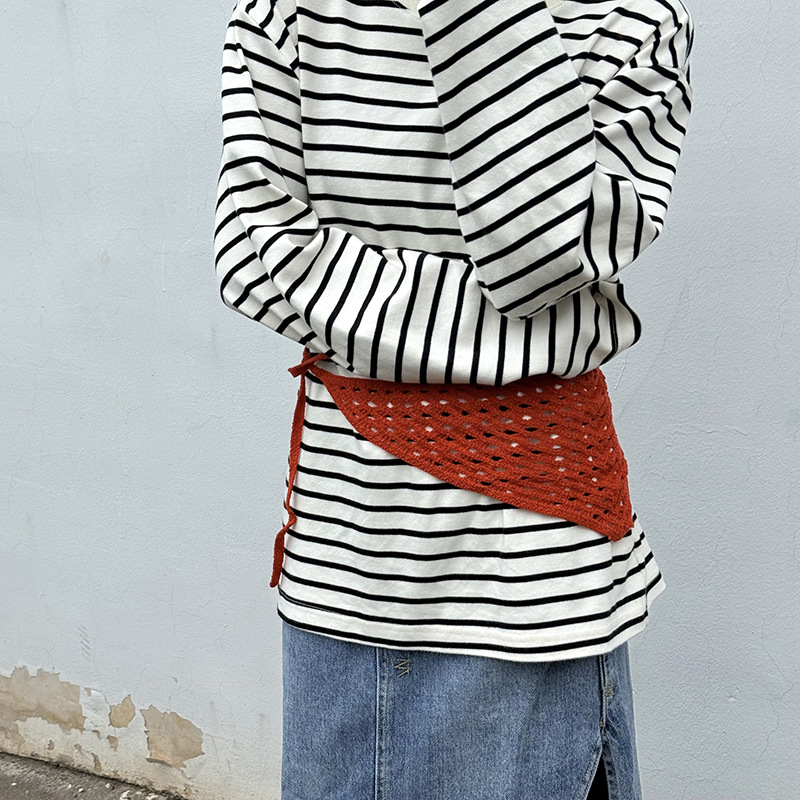 Turbante de punto hueco – diadema pastoral femenina, cubierta de cintura y bufanda triangular de verano