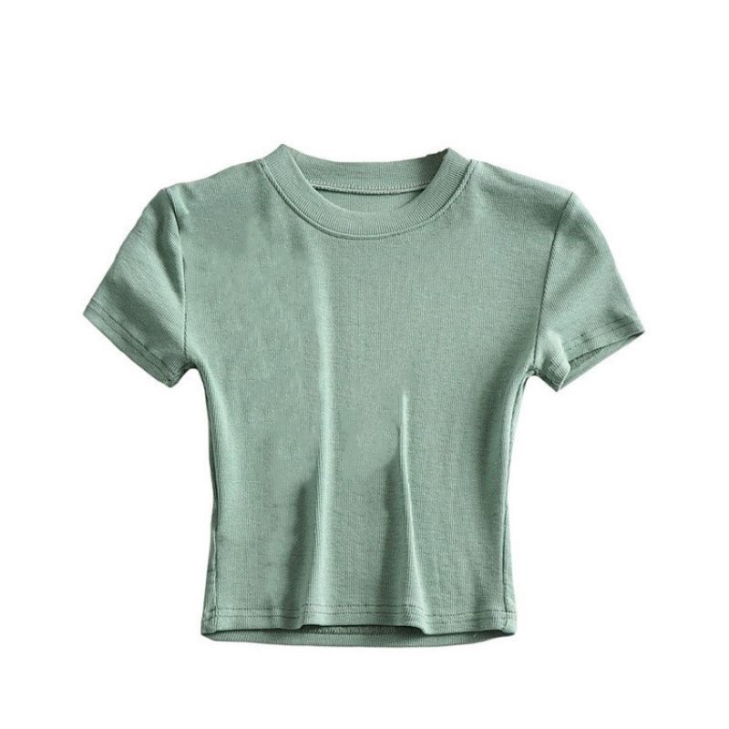 夏の新型欧米の基礎モデルの小さい丸首の短いタイプの臍のtシャツの弾力性のガードルの半袖は底の上着の女性の潮を打ちます。|undefined