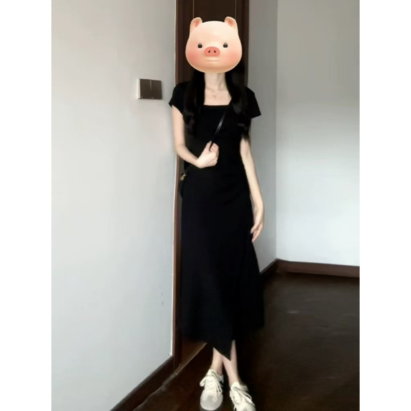 夏季法式气质灰色连衣裙子女装早春新款高级感小个子显瘦长裙|undefined