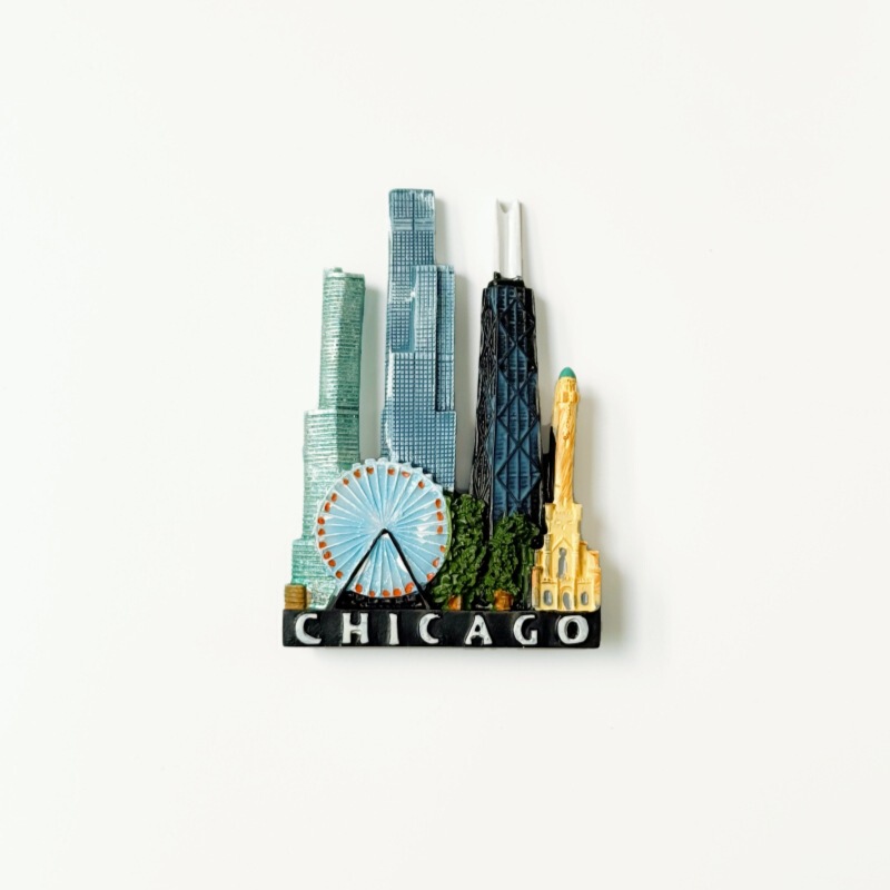 Chicago landmark building creative three-dimensional magnetic refrigerator travel commemorative home decoration manufacturers wholesale