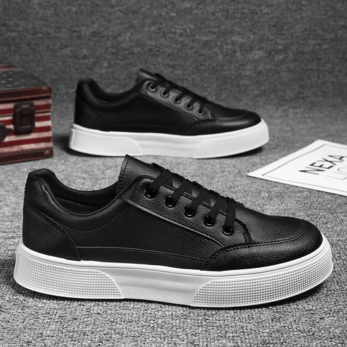  Autumn Korean Student Sporty Flat Sneakers for Youth One-Piece Comfortable Waterproof White Men's Shoes