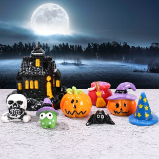 New Halloween Cute Pumpkin Lantern Ghost Ornament Micro Landscape Plant Accessories Keychain Pendant