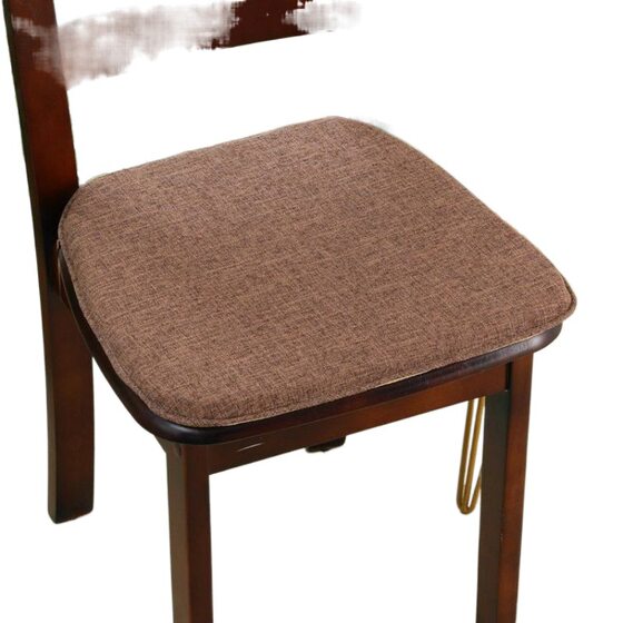 Dining Chair Cushion Chinese Horseshoe-Shaped Four-Season Universal Cotton and Linen Non-Slip Pure Color Chair Cushion Restaurant Home Removable and Washable