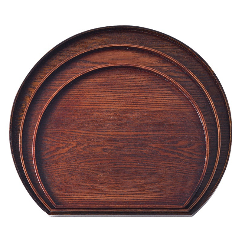 INS estilo bandeja de madera una persona comida vajilla cafetería Placa de decoración placa bandeja de té japonés y coreano semicírculo placa de madera al por mayor