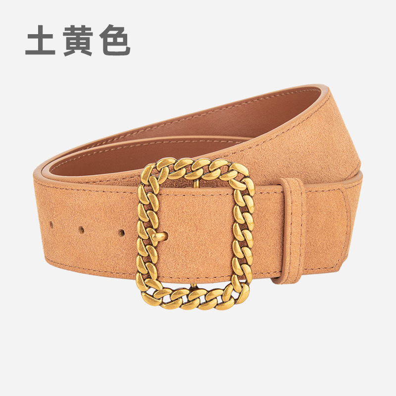 韩版简约绒面牛皮腰封女士装饰西装大衣牛仔裤皮带百搭真皮腰带女|undefined