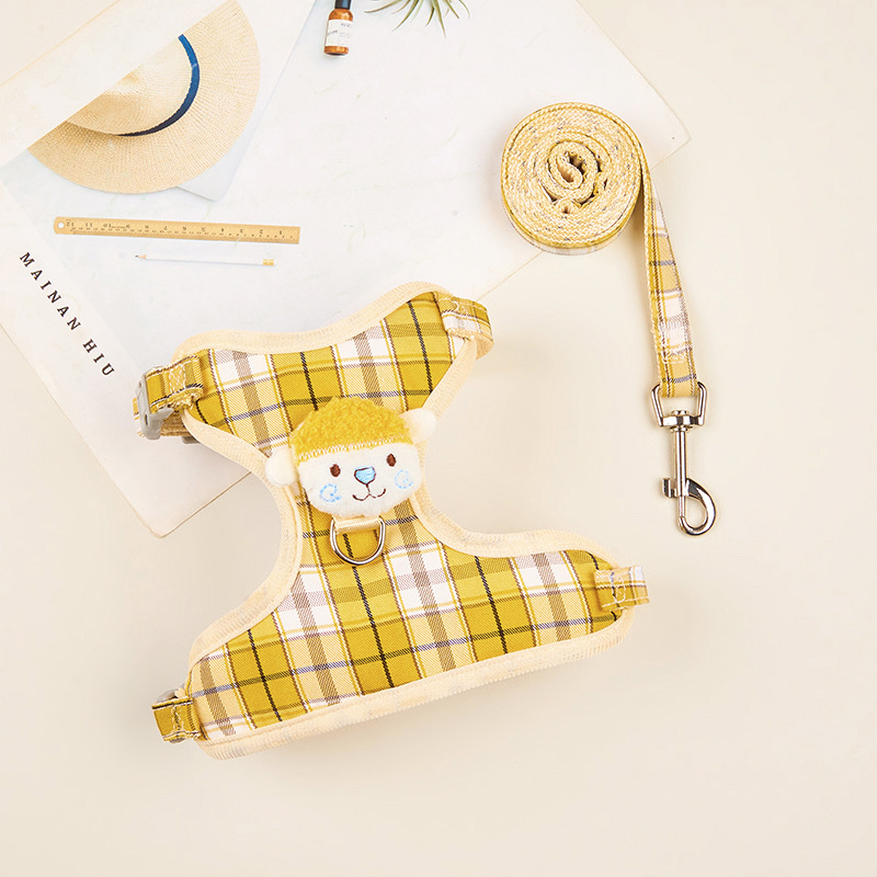 Correa de perro pequeño Chaleco de perro Cadena de perro oso de peluche correa de perro suministros para mascotas gato correa de pecho