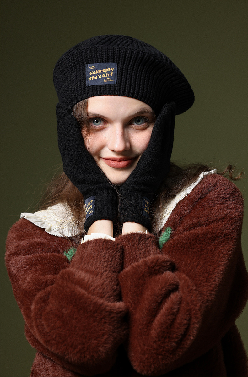 Knitted Wool Gloves For Women Windproof Thermal Fleece Lined_voghion.com