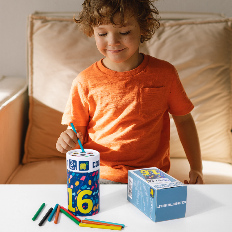 Nuevos productos transfronterizos Cubo de clasificación de colores de rompecabezas para niños 1-3 años Cognición de colores para bebés Cubo de clasificación de educación temprana Montessori