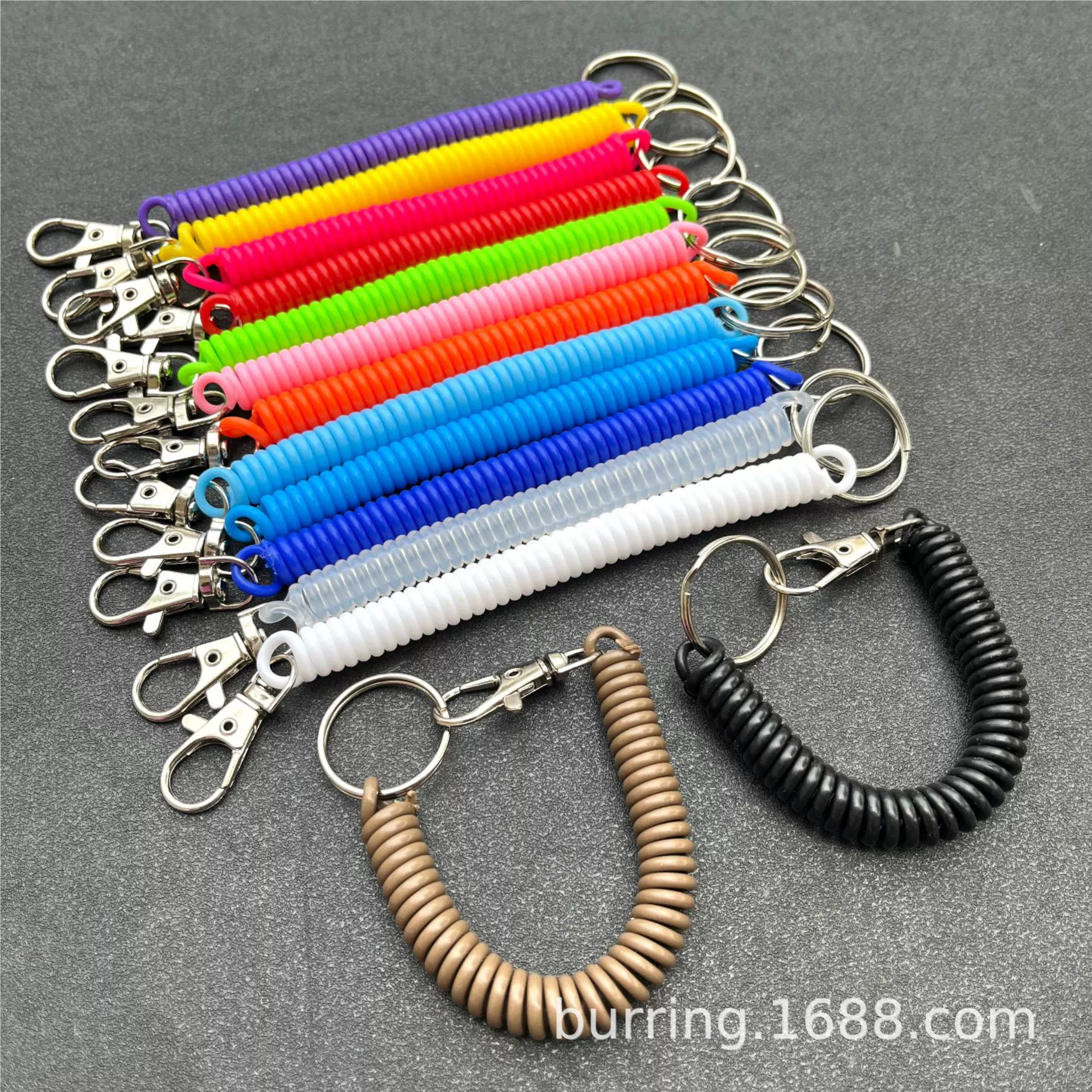 EVA彩色电话线弹簧绳钥匙扣塑料弹簧挂绳防丢伸缩卡套钥匙链收纳