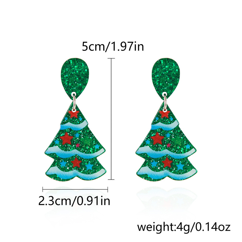 欧米の越境クリスマスツリーのアクリルイヤリングの女性のクリスマスの要素のクリスマスの靴下のクリスマスの手袋のカラーのピアスの女性|undefined