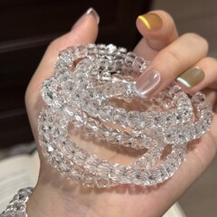 天然水晶手串精品双A净体白水晶刻面直切纯银手串高级感手链女款
