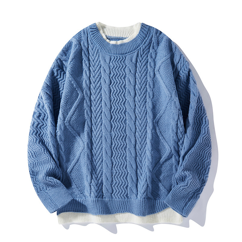 Herren-Pullover mit Zopfmuster und lockerer Passform – Retro-College-Pullover für Winter und Herbst_voghion.com