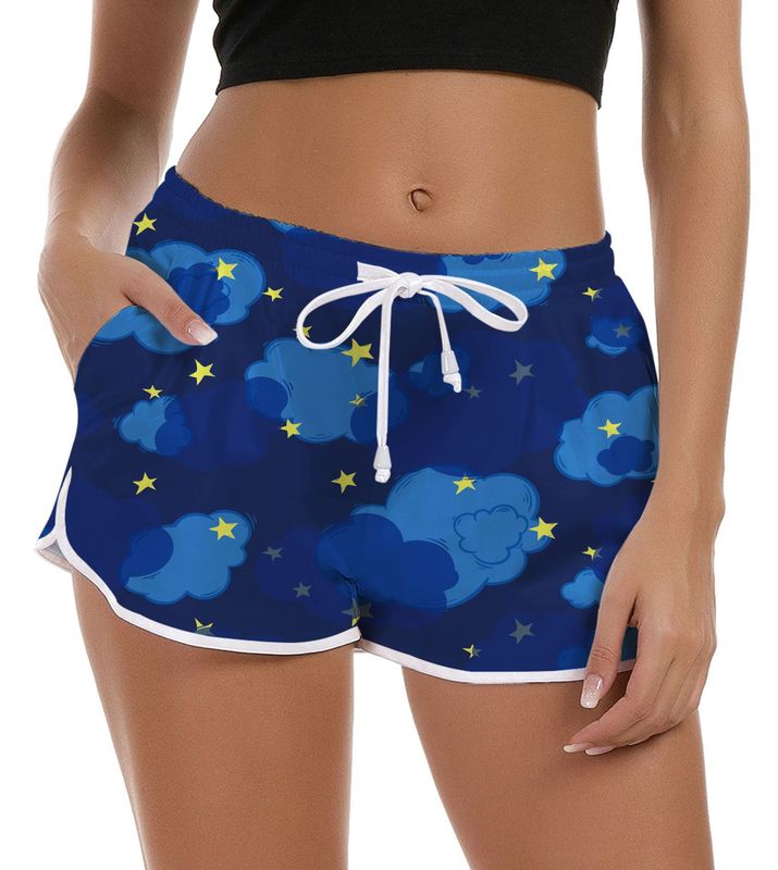 夏アマゾン AliExpress カジュアルクラウドスタースイート 3D デジタルプリントレディースショーツ温泉ビーチパンツ|undefined