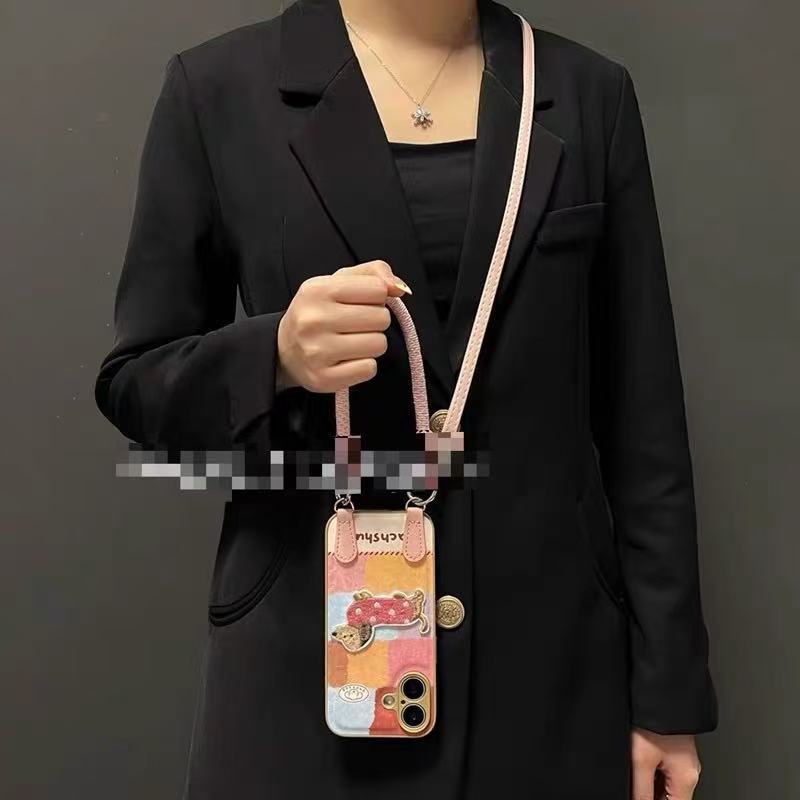 Perro a cuadros retro de nicho para iPhone14/15 funda para teléfono móvil 16Promax nuevo estilo 13 pareja 15pro