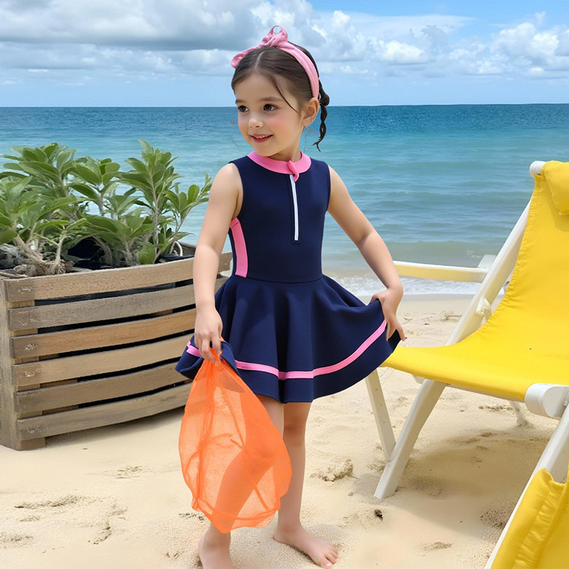 Traje de baño para niñas, traje de baño para niñas pequeñas, vestido de princesa de una pieza para niños pequeños y medianos, bebé niña, 145 g, estilo falda de secado rápido para niñas.