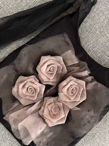One-shoulder bag, retro flowered, foldable 28×34 cm, lightweight 0.2 kg