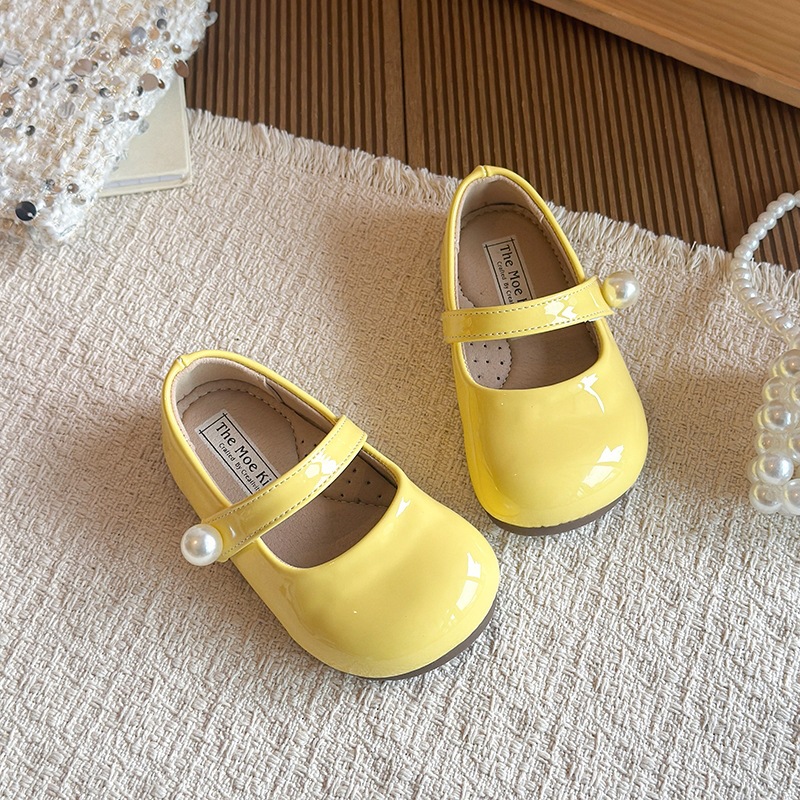 Klassische Mary-Jane-Ballerinas für Mädchen mit Perlenverzierung, elegante Schuhe für Kleinkinder und Kinder in Rosa, Silber, Burgunderrot und Gelb_voghion.com
