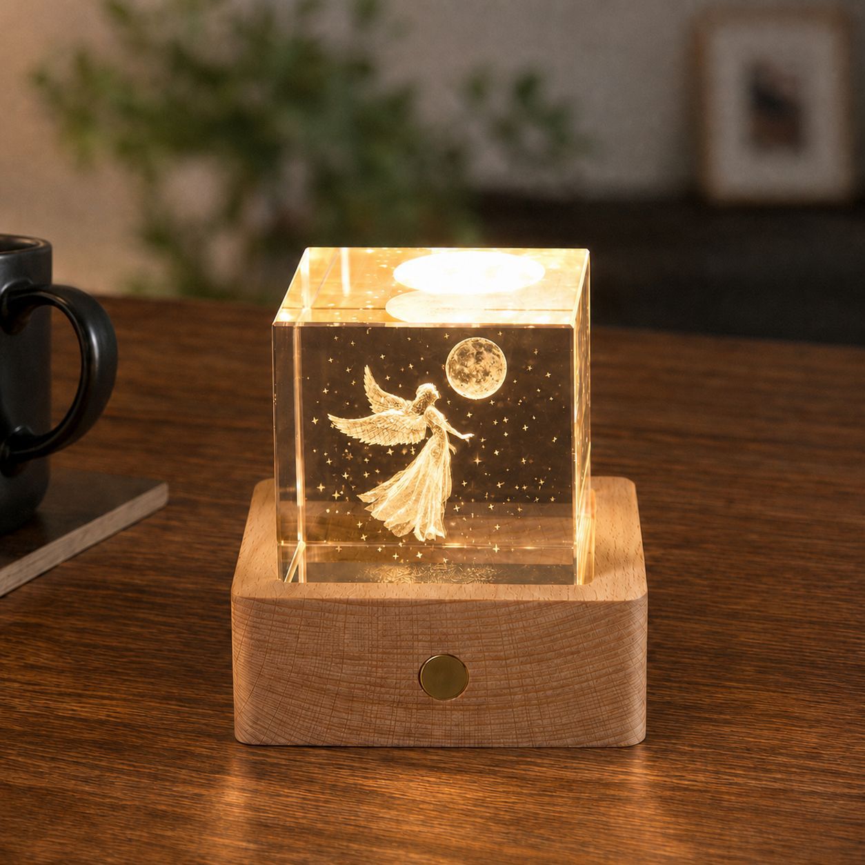 Lámpara de Noche de Cristal con Forma de Nube, Cubo Pequeño de Cristal, Adorno Creativo para Escritorio, Lámpara de Noche, Árbol de Cristal, Regalo para Niña, Transfronterizo