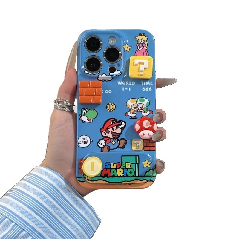 适用苹果17手机壳蘑菇马里奥支架iPhone16华为oppo小米vivo菲林壳|undefined
