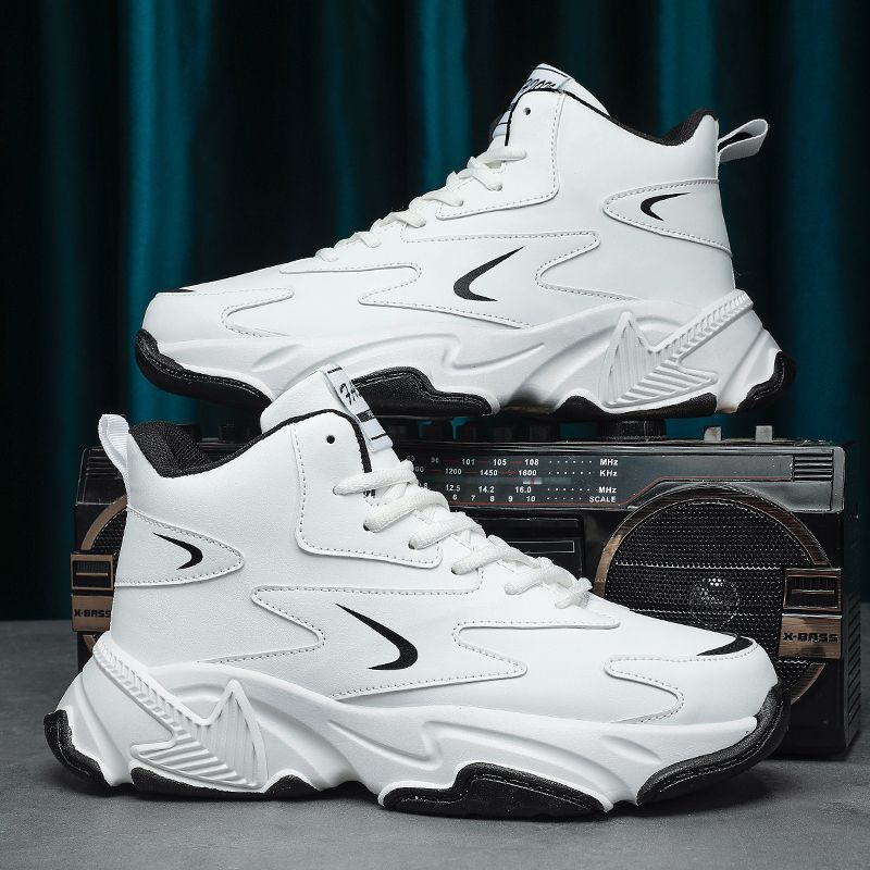 男鞋秋冬季新款加绒高帮运动休闲小白鞋男士潮流棉鞋厚底老爹潮鞋