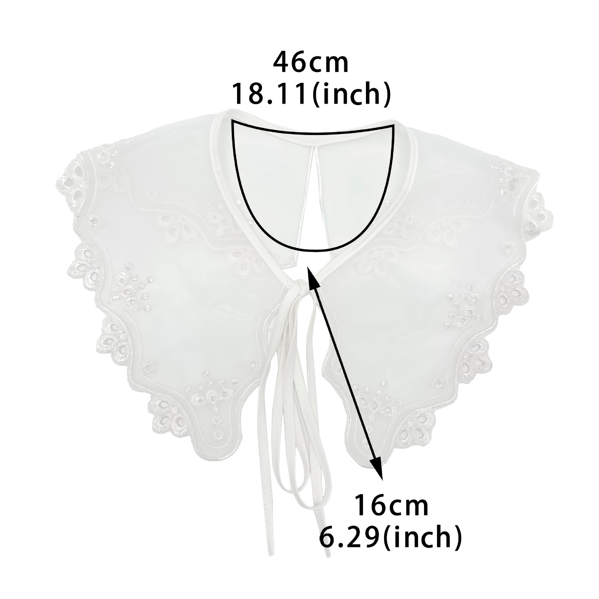 Ogan blanco bordado encaje de cuello falso mujer correa transparente decoración de collar suéter vestido con accesorios