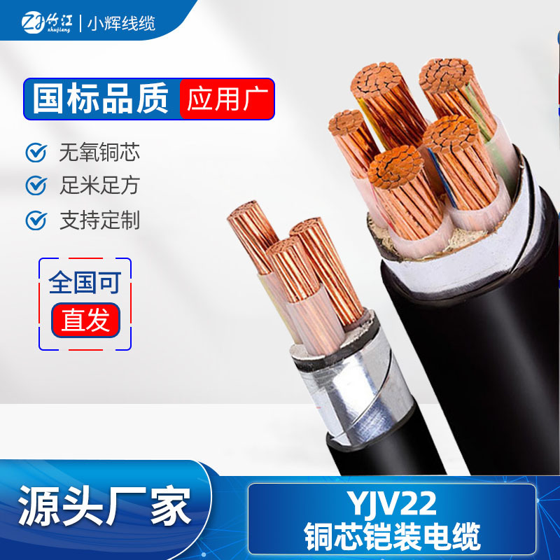 国标YJV22无氧铜芯钢带铠装电缆线35/50/70/120/240平方345芯低压
