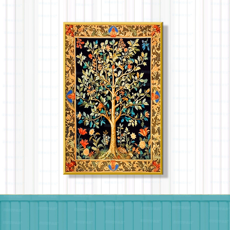 Mona Lisa Real Morris árbol de la vida moderna fantasía estética planta colgante bordado de hilo hecho a mano