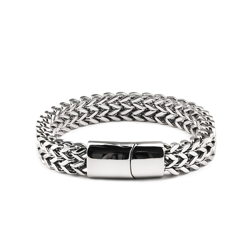 Stainless Steel Dragon Bone Cuban Chain Bracelet For Men_voghion.com