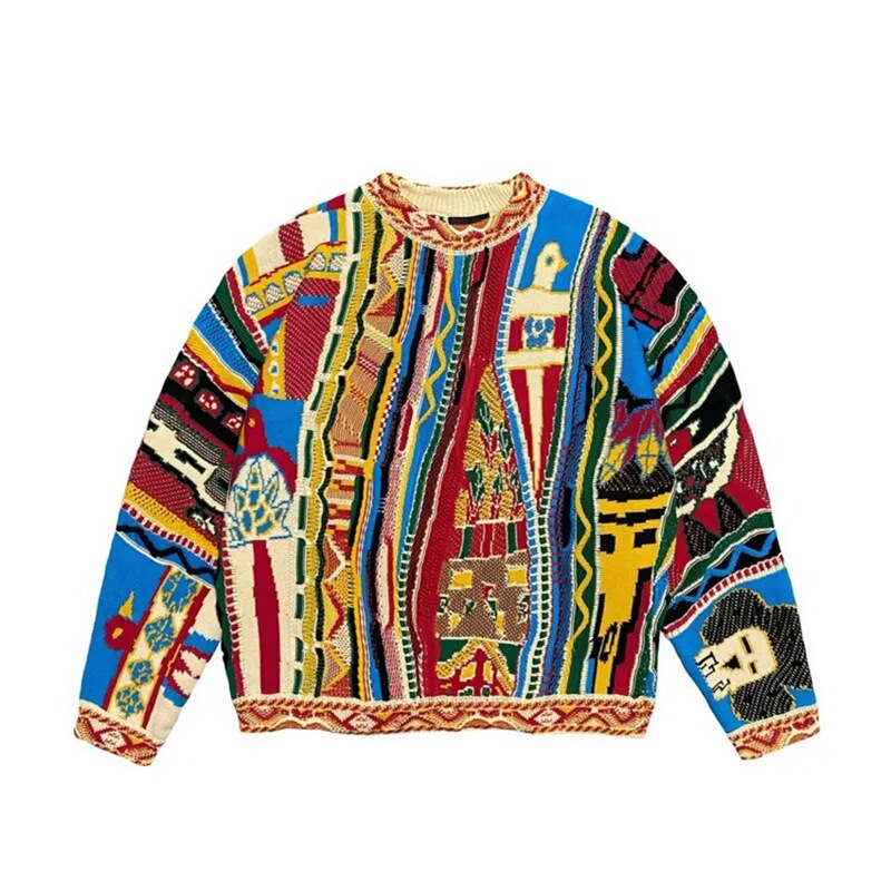 Autumn and Winter New Retro Fashion National Trend Casual Thick Knit Sweatshirt 3D Digital Print Men's Crew Neck Sweatshirt Cross-Border Autumn and Winter New Retro Fashion National Trend Casual Thick Knit Sweatshirt 3D Digital Print Men's Crew Neck Sweatshirt Cross-Border