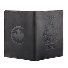 2023新款壓印logo設計男士旅行護照票夾頭層牛皮皮革長款手拿錢包