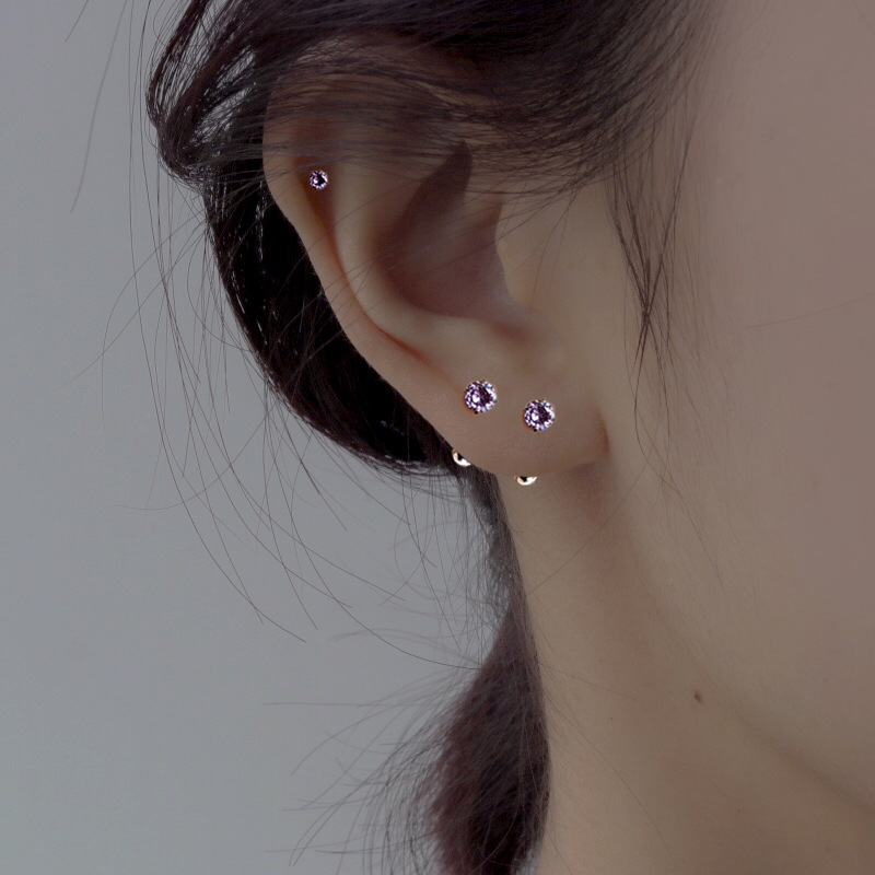 Simple Style Round Silver Plating Inlay Rhinestones Ear Studs 1 Pair