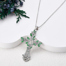 新品热销十字架生命树滴油项链女镂空设计时尚爱尔兰结吊坠饰品