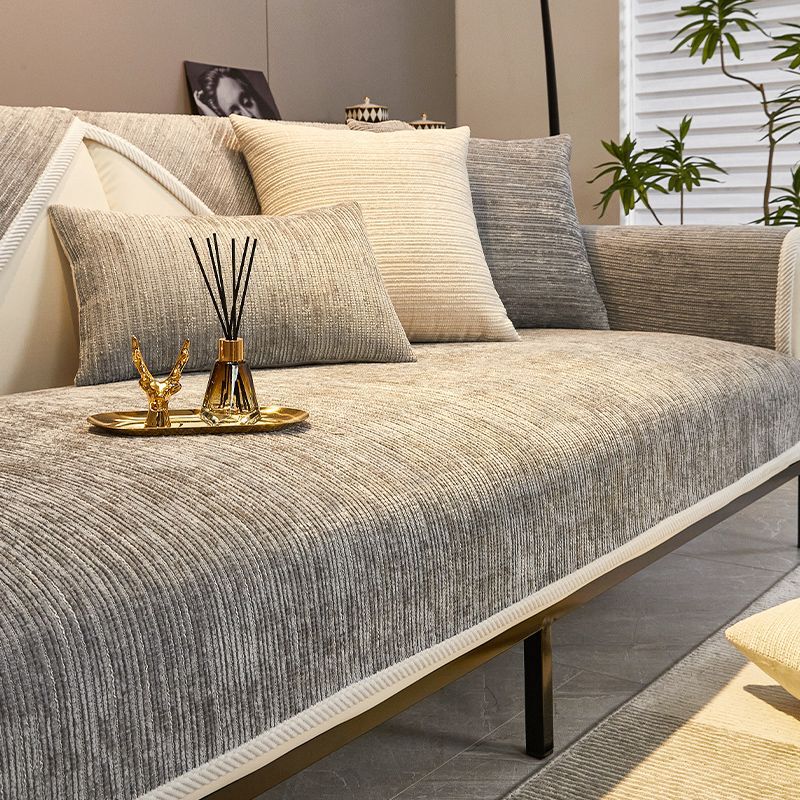 Simple Chenille Sofa Cushion, Universal for All Seasons, Gray High-End Sofa Cover, All-Inclusive Anti-Slip Set, Light Luxury and Modern