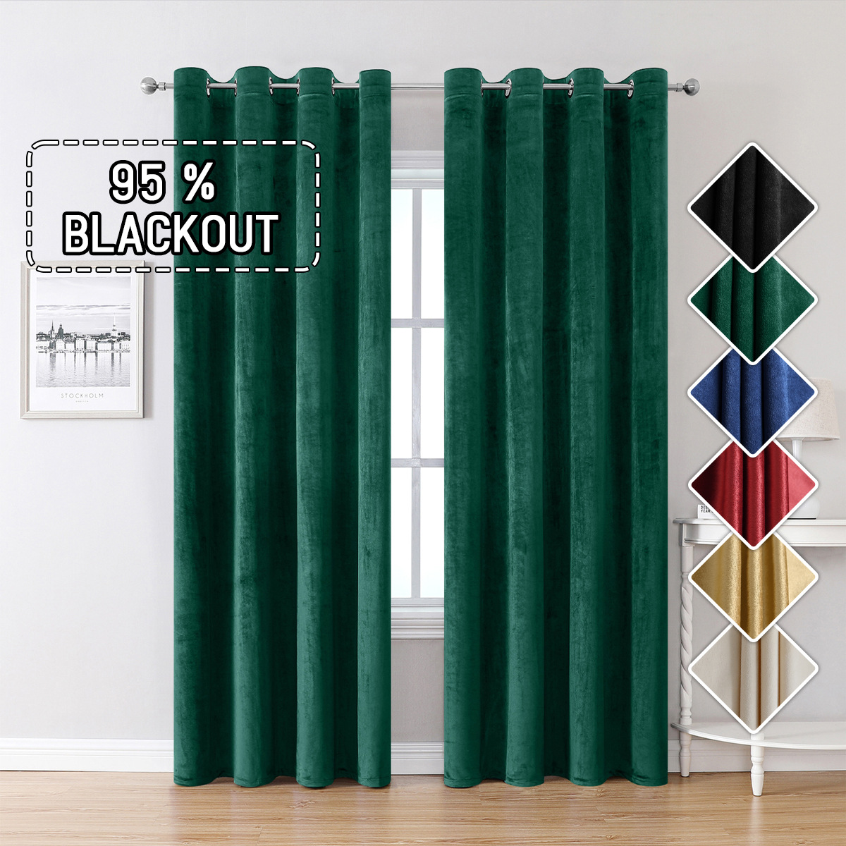 Cortinas Opacas de Terciopelo Italiano de Color Sólido para Amazon, Cortinas de Protección Solar de Alta Gama para Sala de Estar y Dormitorio, Fabricante Mayorista