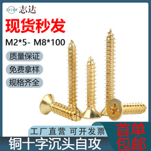 厂家直售铜十字槽沉头自攻螺丝黄铜平头尖尾家具木螺钉批发M2M3M8