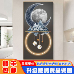 Modern, Affordable Luxury Creative Moon & Elk Entrance Hall Decorative Painting, Corridor Mural, Living Room Backdrop Wall, and Gallery-Style Hanging Art for Hallways
