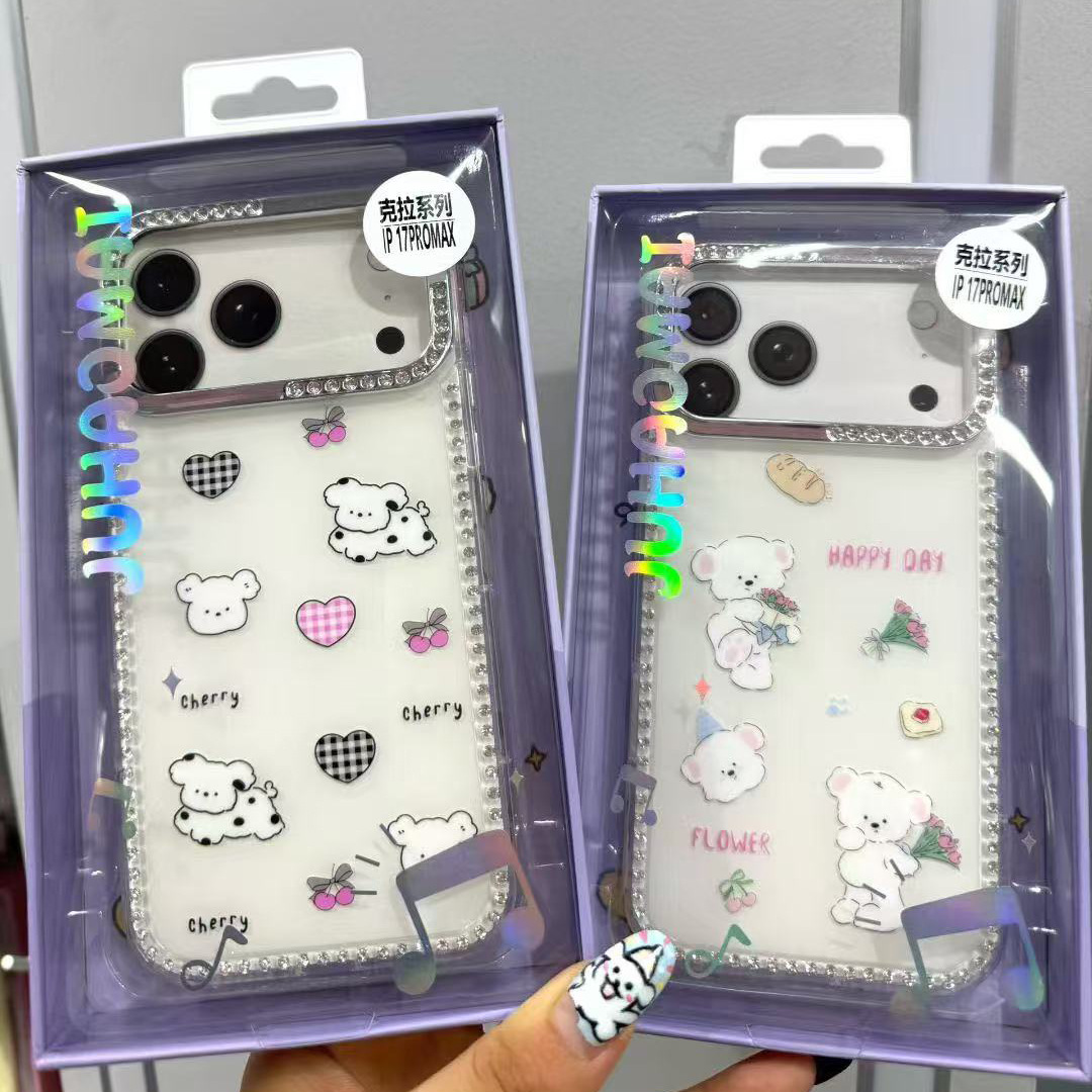 克拉边钻卡通壳  适用华为P80 Mate70 Pro 苹果17 Pro Max手机壳