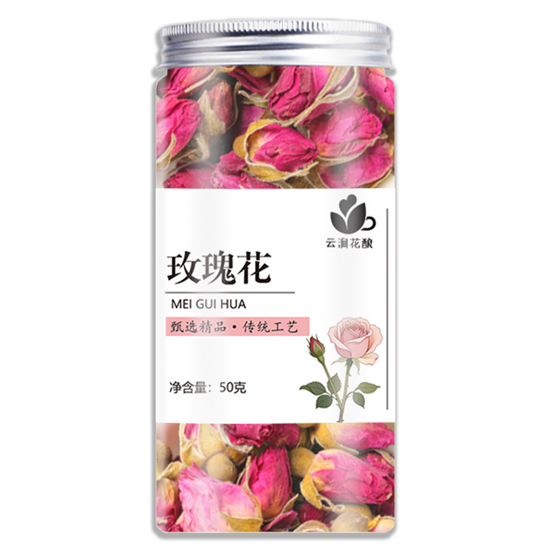 卸売缶詰バラの花の発送本物の Pingyin バラ工場直販 50 グラムボトル入り八重バラハーブティー