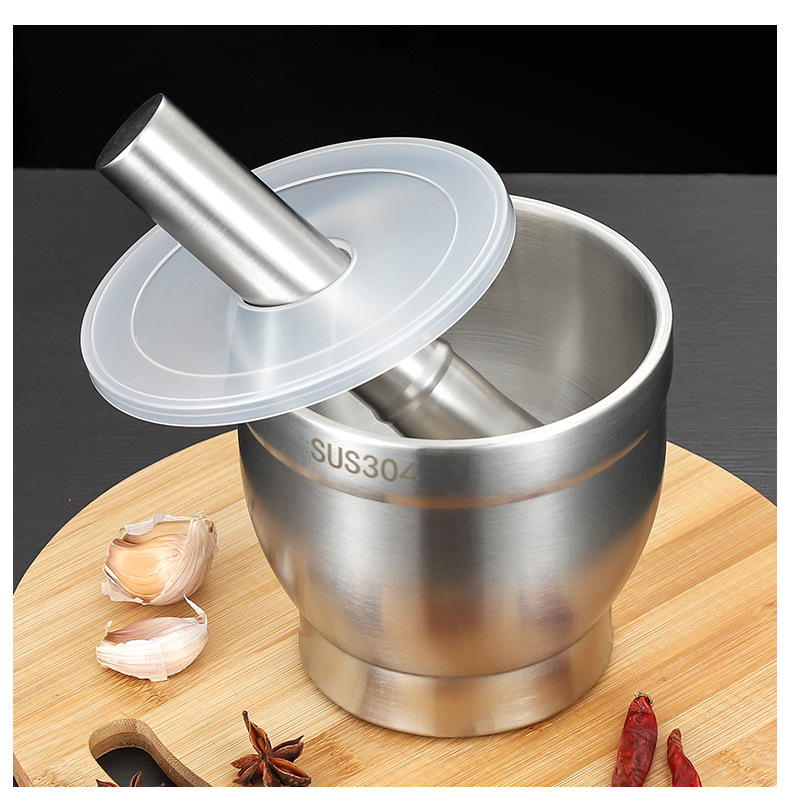 304不锈钢捣蒜器捣碎器 家用手动捣药罐捣碎罐蒜石臼子擂钵研磨器详情20
