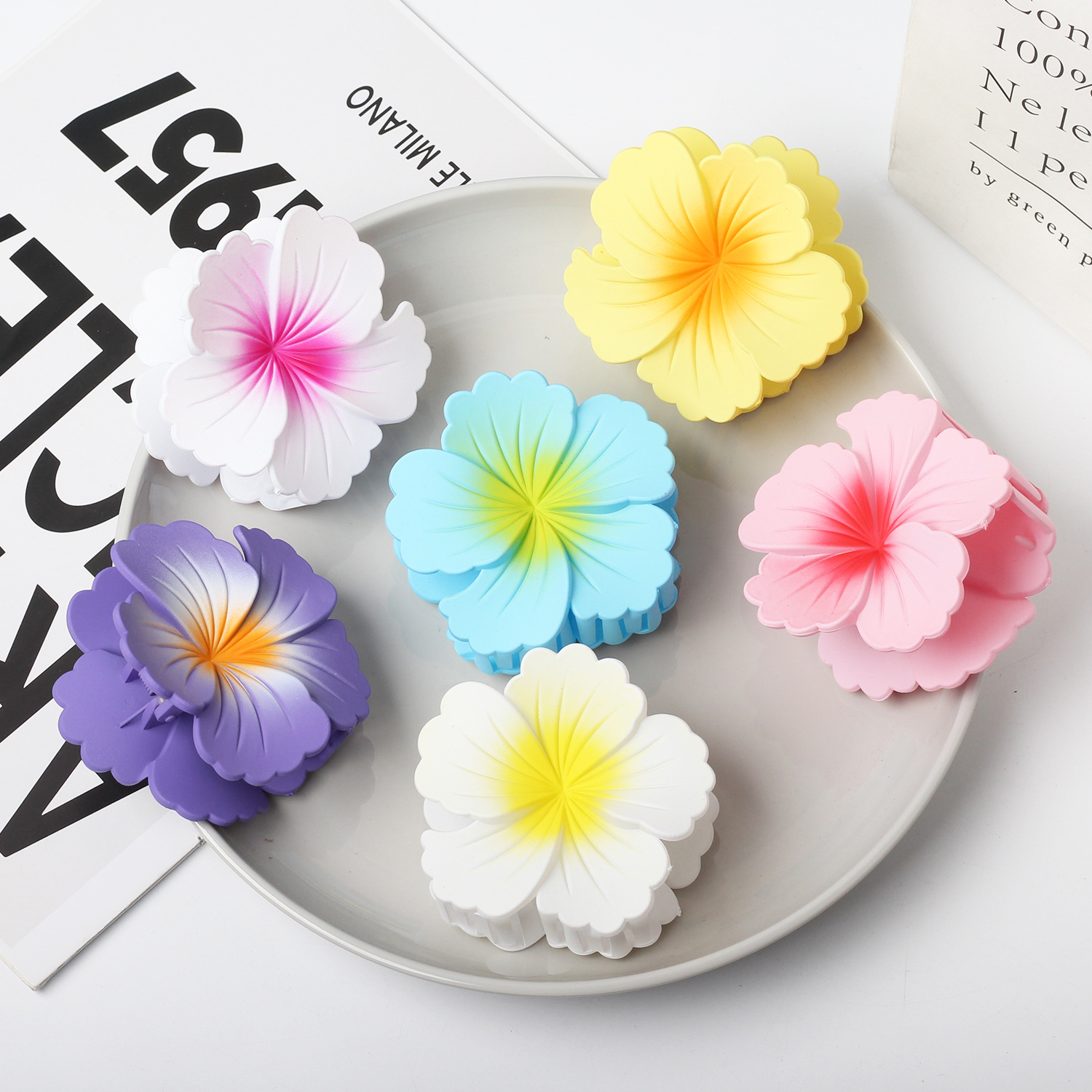Venta caliente transfronteriza moda Mori pequeña fresca y dulce color caramelo flor enrollable pinza pinza para el cabello con sentido avanzado accesorios para el cabello