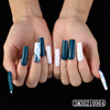 Long square fake nails for manicure, nail stickers, french style, ready-made product, wholesale