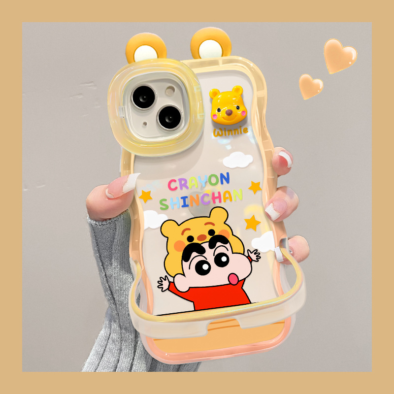 For Apple 15 Mobile Phone Case iPhone14 Frog New Doll 13pro Wave Edge Invisible Double Stand XS