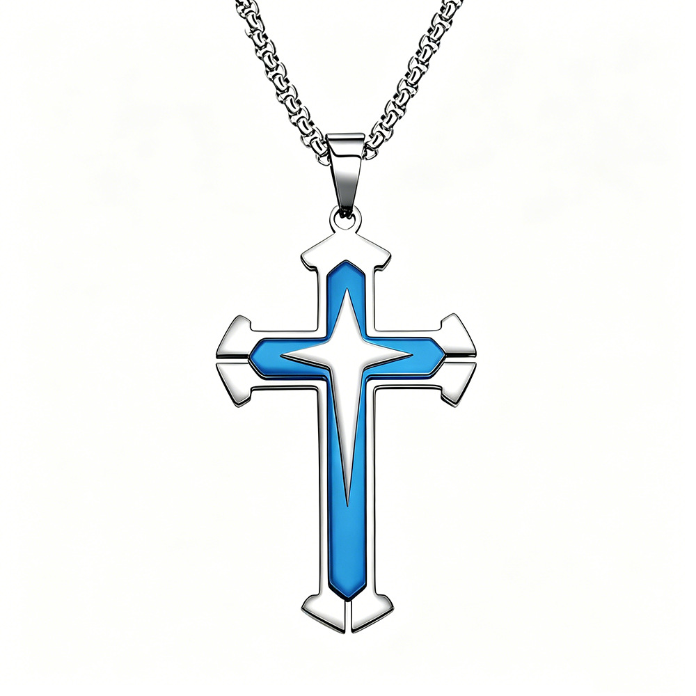 Hendidura azul + cadena de acero inoxidable.